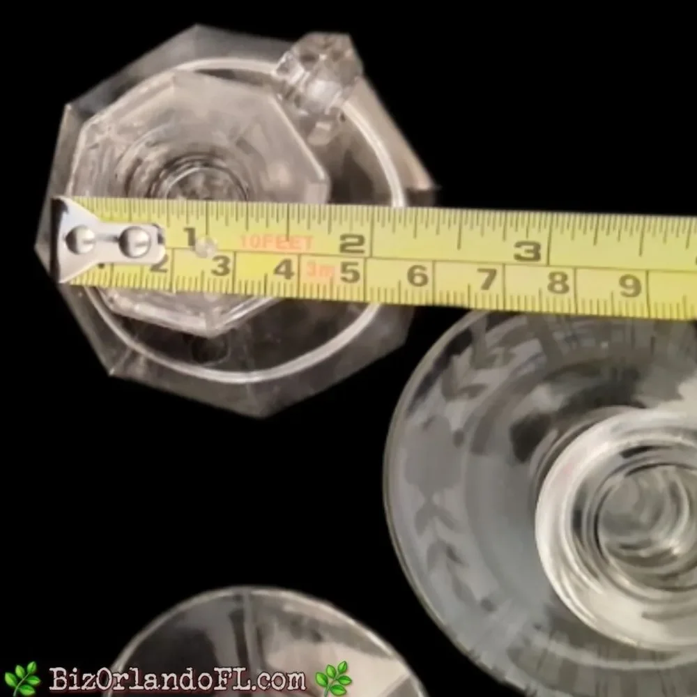 VINTAGE: Lot (3) Elegant Styles & Size Glass Candlestick Holders Art Glass Decor